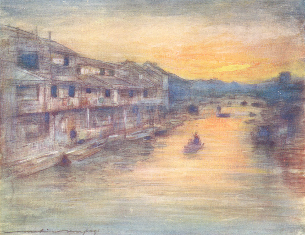 JAPAN. Great Canal, Osaka 1904 old antique vintage print picture